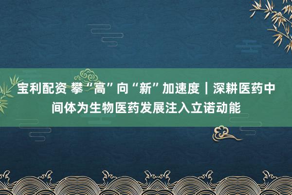 宝利配资 攀“高”向“新”加速度｜深耕医药中间体为生物医药发展注入立诺动能