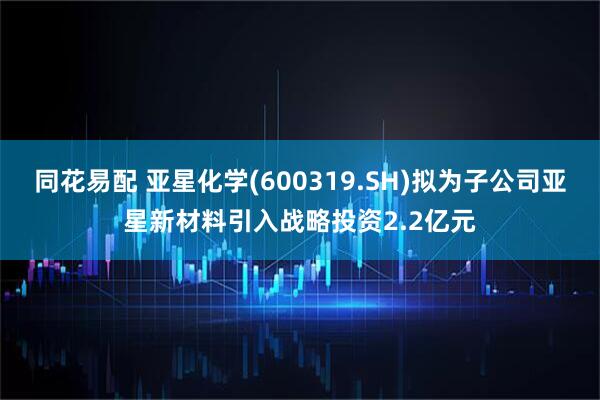 同花易配 亚星化学(600319.SH)拟为子公司亚星新材料引入战略投资2.2亿元